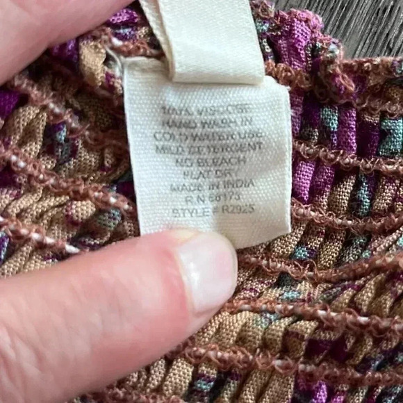 Anthropologie Raga Faye Off-The-Shoulder Dress Size XS Smocked Purple Cottage - Picture 6 of 8